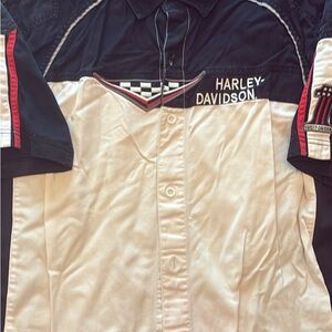 Harley-Davidson Black and Cream Casual Shirt